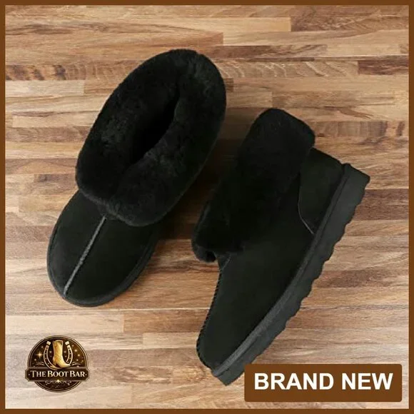 Genuine Suede Slipper Boots Memory Foam Indoor Outdoor Ankle Booties